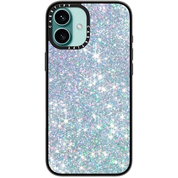 Kompakt iPhone 16 Pro Max Deksel [Lettvekt / 1,2 m 2X Militær Grad Fallbeskyttelse/Slank] - Kirsebær - Klar Svart Glitter Dream iPhone 16 Plus