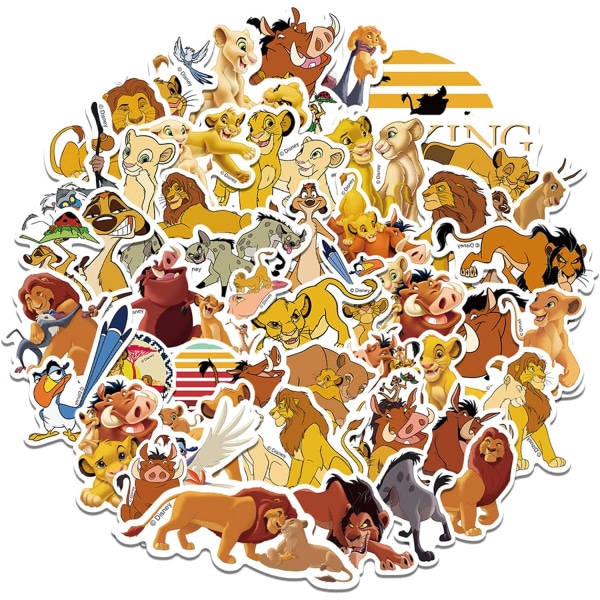 50pcs The Lion King Cartoon Stickers for Kids, Anime Movie Waterproof Vinyl Decals for Water Bottles Scrapbook Laptop Phone Notebook Skateboard Bike