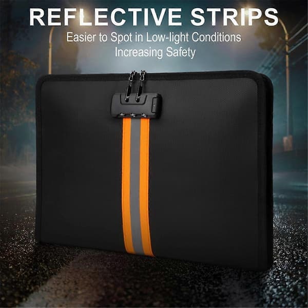 Fireproof Document Bag with Lock, 33x23.4 cm Fireproof Money Bag, with Zipper and Lock, Suitable for Tablets, A4 Documents -