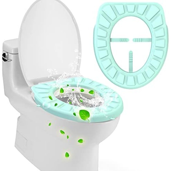 Silikoninen WC-istuimen kansi, WC-istuimen pehmuste, Pehmustettu WC-istuin, Silikonipestävä, Uudelleenkäytettävä ja kestävä, Puhdas ilman bakteerijäämiä (vihreä)