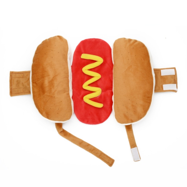 Hot Dog -lemmikkieläinten puku, lämmin pehmeä söpö juhlapuku cosplay -asut pennuille pienille koirille lemmikeille, koiran vaatteet - S