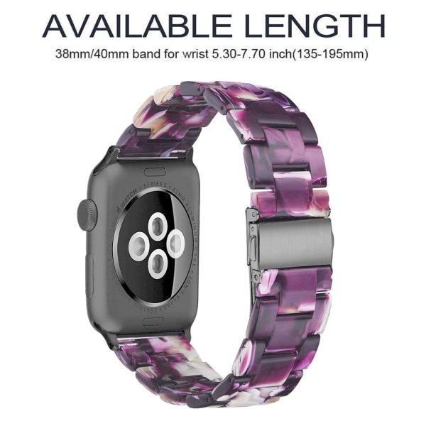 Kompatibel med Apple Watch-reimer 38-40mm/42-44mm Serie 5/4/3/2/1, Slank Resin-armbånd -38-40mm-Flash Purple