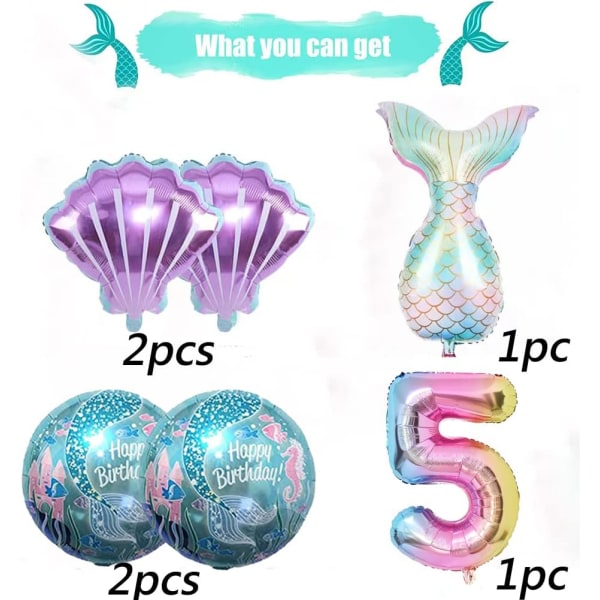 Sjöjungfru födelsedag dekoration sjöjungfru ballonger kit hav ballong sjöjungfru folie ballong sjöjungfru svans ballonger för flickor sjöjungfru fest