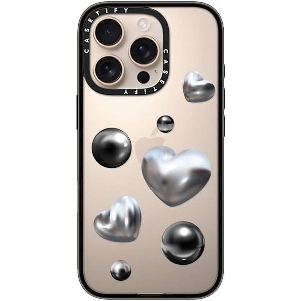 Kompakt iPhone 16 Pro Max Deksel [Lettvekt / 1,2 m 2X Militær Grad Fallbeskyttelse/Slank] - Kirsebær - Klar Svart Chrome Love iPhone 16 Pro