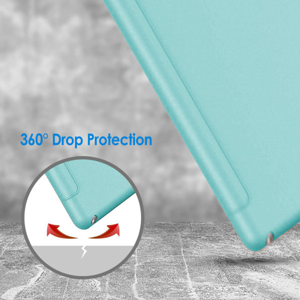 Ultra Slim Smart Case med gummerad flexibel TPU-baksida, automatisk viloläge/väckning och visnings-/typstativ för iPad Mini 5 - All mintgrön
