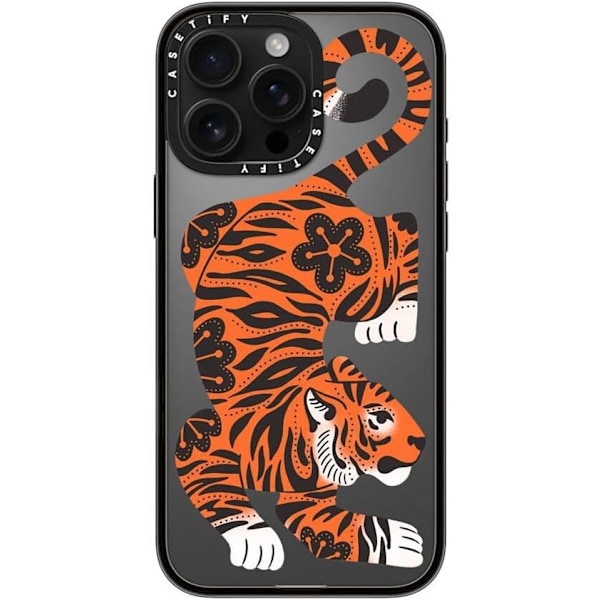 Kompakt iPhone 16 Pro Max Deksel [Lettvekt / 1,2 m 2X Militær Grad Fallbeskyttelse/Slank] - Kirsebær - Klar Svart Fierce Tiger iPhone 16 Pro Max