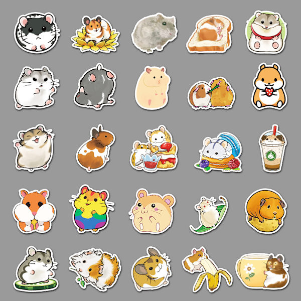 50 kappaleen hamsteritarroja kannettavalle tietokoneelle, Hydroflasks-puhelimelle, kitaralle, rullalaudalle, tietokoneelle, Kawaii-tarroja, vedenpitäviä vinyylitarroja lapsille, teini-ikäisille ja aikuisille