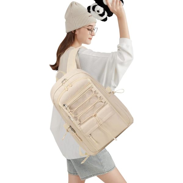 Resväska för bärbar dator med helgresor, unisex, 15,6 tum, söt, lätt, hög kapacitet, present (off-white)