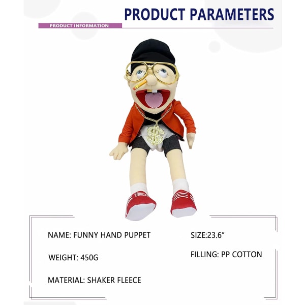 24-tums lång Jeffys syster Feebee Puppet Plushie Toy med fungerande mun - Rolig Puppet's Toy för idealisk present till barn
