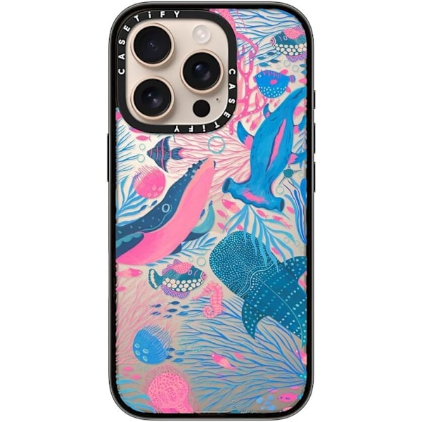 Kompakt iPhone 16 Pro Max Cover [Letvægt / 1,2 m 2X Militær Standard Faldbeskyttelse/Slank] - Kirsebær - Klar Sort Under the Sea iPhone 16 Pro