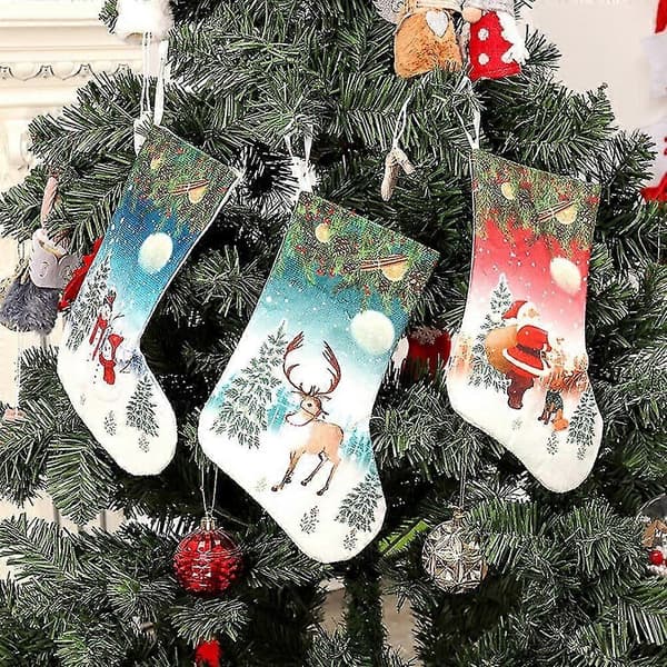 Tryckt julstrumpa hängande juldekorationstillbehör