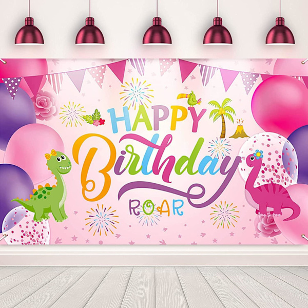 Dinosaurie Grattis på födelsedagen Bakgrund Banner, Dinosaurie Födelsedag Foto Bakgrund Spel Banner för Födelsedag Dekoration, Baby Showers och Foto Prop
