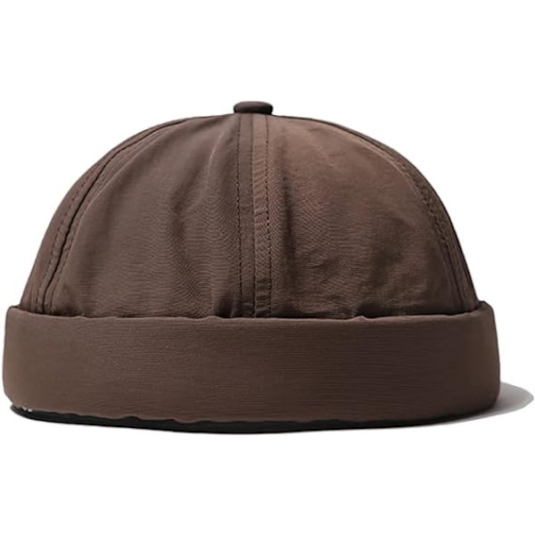 Sommer Cap Hurtigtørrende Vandtæt Skyggeløs Cap Arbejder Sailor Cap Rullet Opslået HaREour Hat Letvægts Fiskerhue Skull Cap（Brun 1PCS）