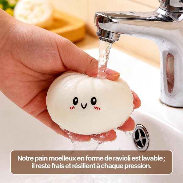 Squishy Dumpling Lysende Stressaflastende Legetøj med Damperboks til Børn/Voksne, Sensorisk Plyslegetøj til Kontor/Hjem (Glittereffekt) (Blå)