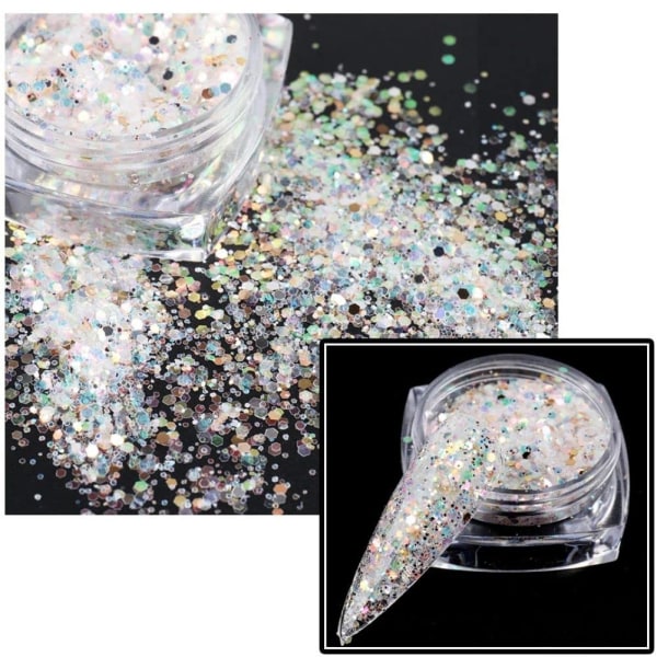 1 sett med neglekunst glitter sett (6 farger glitter-30) sminke