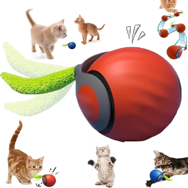 Speedy Tail 2.0 Kattleksak, Speedy Tail Kattleksak, Interaktiv Kattleksaksboll, Smarta Kattleksaker Boll, Två Hastighetsjusteringar, med Svans (Orange) orange