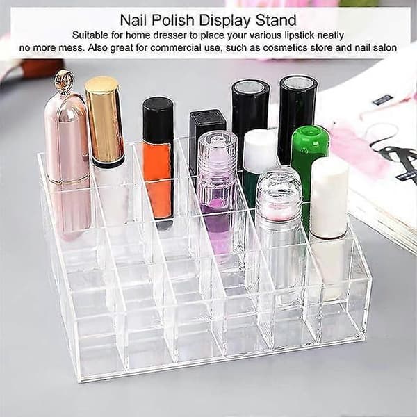 24 rum Klar læbestiftholder Displaystander Makeup Opbevaringsboks Kosmetisk Makeup Opbevaringsboks Neglelak, Pensel, Læbestift, 2024 Ping