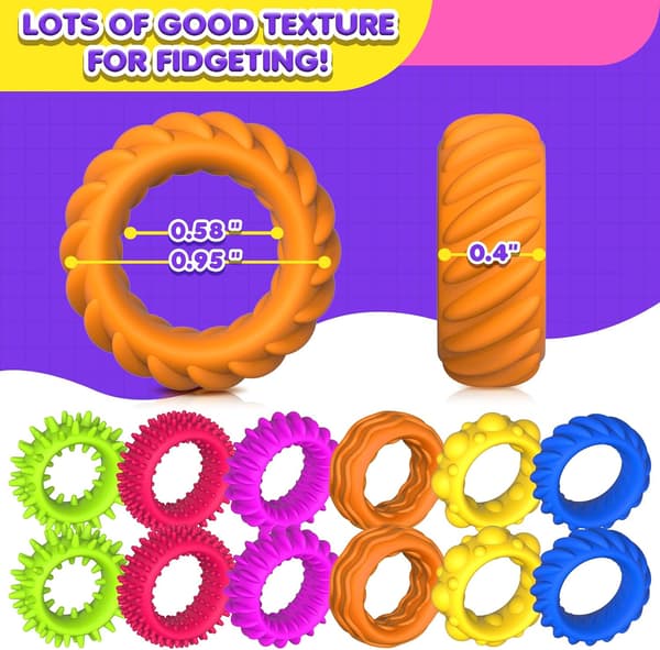 Fidgetleksaker Sensoriska Ringar för Barn: 18-pack Fidget Ring - Sensoriska Leksaker för Barn med Autism - Tyst Ångestlindring Bulk för Klassrumspris