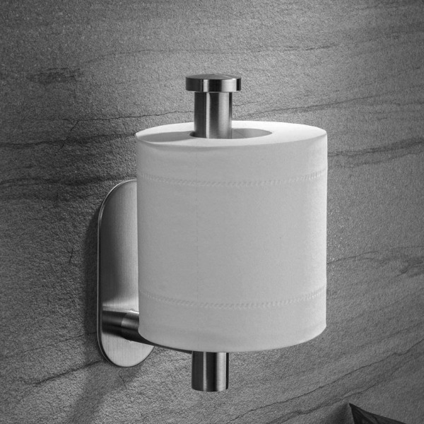 Toalettpappershållare utan borrning för badrum och toalett, rostfritt stål borstat nickel (svart), One Size