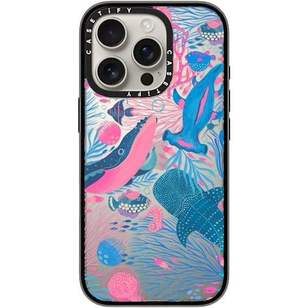 Kompakt iPhone 16 Pro Max Deksel [Lettvekt / 1,2 m 2X Militær Grad Fallbeskyttelse/Slank] - Kirsebær - Klar Svart Under the Sea iPhone 16 Pro