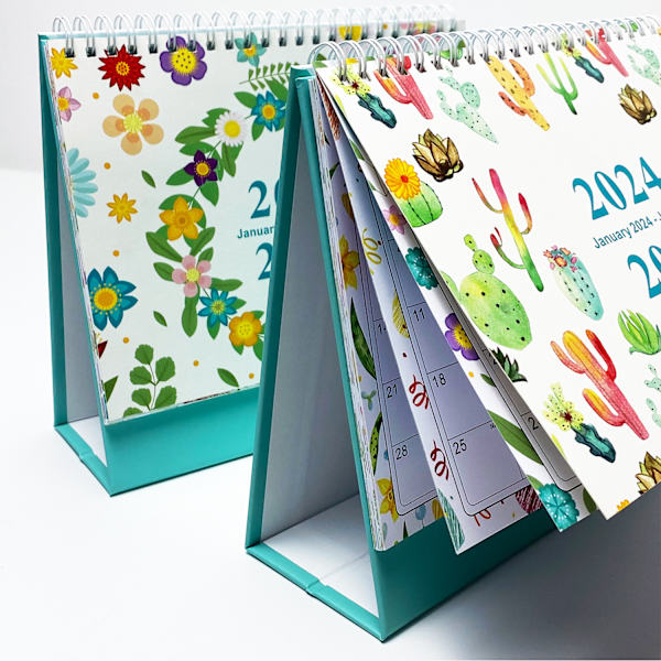 Januari 2024-juni 2025,cactaceae på engelska kreativ enkel skrivbordskalender 18 månader 365 dagar nedräkning månadsplanering krönika kalender