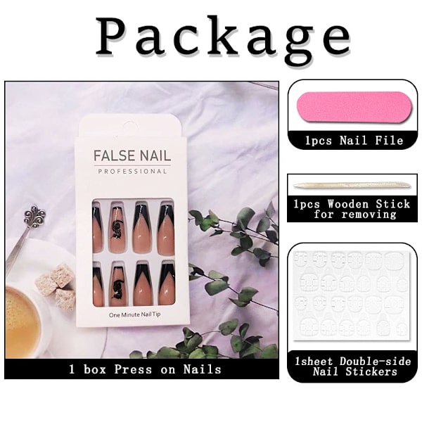 Et sæt med 24 stk. nye sorte manicure-patches, der bærer neglegelélim, skønhed og sundhed