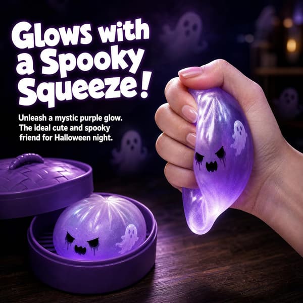Mystisk Halloween Spøgelse Dumpling Squishy, Farverige Søde Bao Dumplings Klemmebolde Stresslindrende Sensorisk til Højtid (Spøgelse Dumpling)