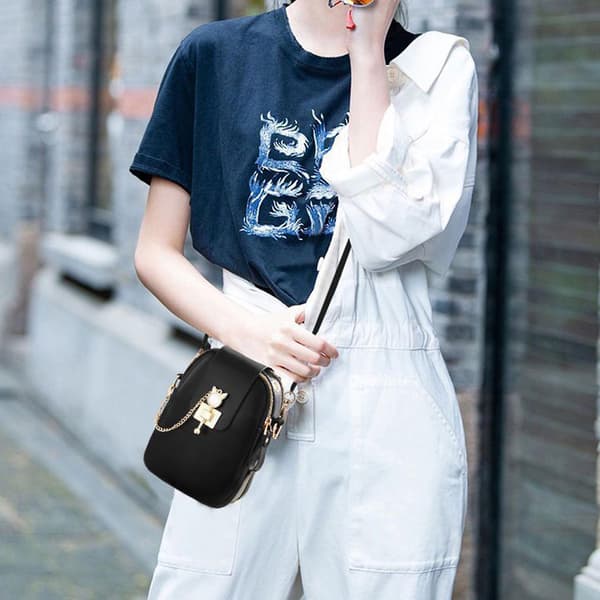 Mini Crossbodyväska för kvinnor med justerbar rem, multifunktionella handväskor Black