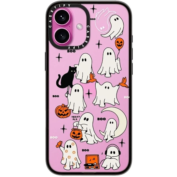 Kompakti iPhone 16 Pro Max -kuori [Kevyt / 1,2 m 2X sotilastason pudotussuoja / Ohut] - Kirsikat - Kirkas Musta Boo Things iPhone 16 Plus