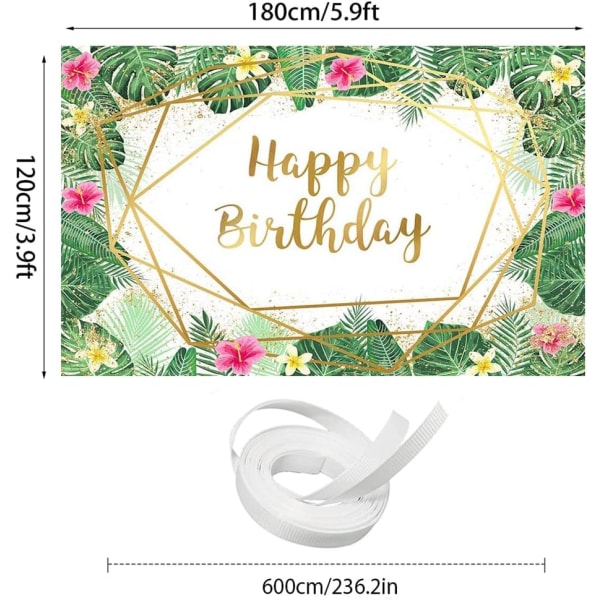 Hawaiiansk grattis på födelsedagen bakgrund guld glitter palmblad fotografering bakgrund hawaiianska tropiska blommor födelsedagsfest dekoration banner