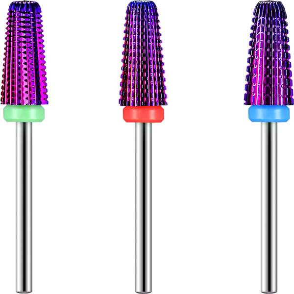 3 st Nail CaREide 5 i 1-bit, nagelborrset - 2-vägs rotation för användning med både vänster och höger hand, 3/32 tum skaftstorlek