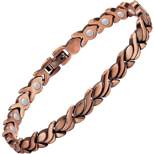 Kobberarmbånd for kvinner 99,99% Solid Kobber Magnetiske Armbånd, Unike X-formede Lenker, Magnetfeltterapi Smykkegaver (Fiskehale)