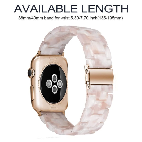 Yhteensopiva Apple Watch -rannekkeiden kanssa 38-40mm/42-44mm Sarja 5/4/3/2/1, Ohut hartsiranneke-38-40mm-vaaleanpunainen kukka