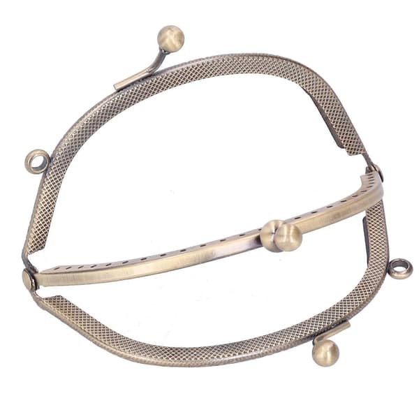 Metallveskeramme Halvsirkelformet Pregede Retro Dobbel Ring Antikk Messinghåndtak 10,5 cm