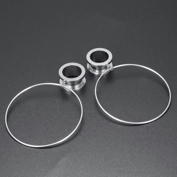 4-20 mm store bøyle øreplugger tunneler for kvinner rustfritt stål dingle øremålere-sølv-10 mm Red
