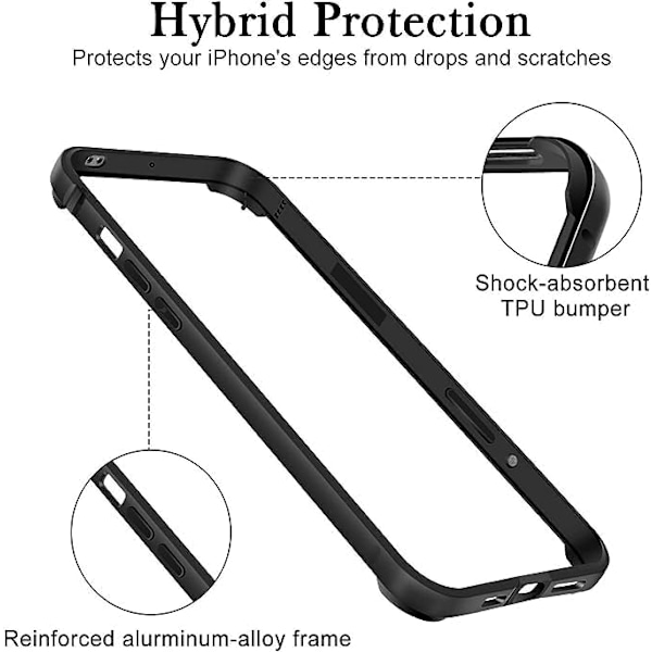 Ny Aluminium Ramme Metal Bumper Ramme Slankt Hårdt Cover til iPhone16 ProMax, Metal Ramme Armor med Blød Indre Bumper, Hævet Kantbeskyttelse (Guld Black For iPhone16 Pro