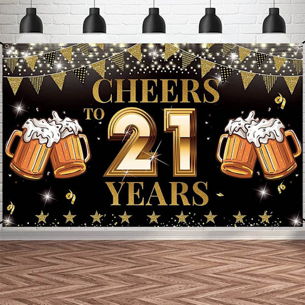 Hurra for 21-årsdagsbursdagsbannere Gratulerer med 21-årsdag Bursdagsbakgrunn 21-årsdag Bursdagsfest Skiltdekorasjoner Rekvisita Jenter Gutter