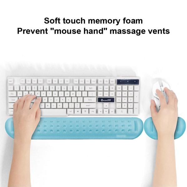 Blå musmatta + Blå stort tangentbordsunderlägg. Massagehålsdesign - Enkel skrivning lindrar handledssmärta