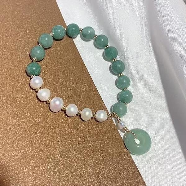 Läkande kristallarmband i guld, rikedom, lyckopärla, Feng Shui jadearmband för kvinnor