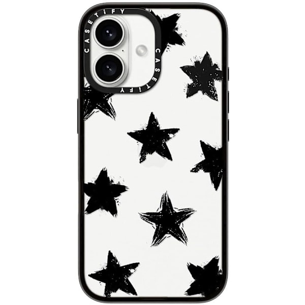Kompakt iPhone 16 Pro Max Deksel [Lettvekt / 1,2 m 2X Militær Grad Fallbeskyttelse/Slank] - Kirsebær - Klar Svart Star Marks iPhone 16