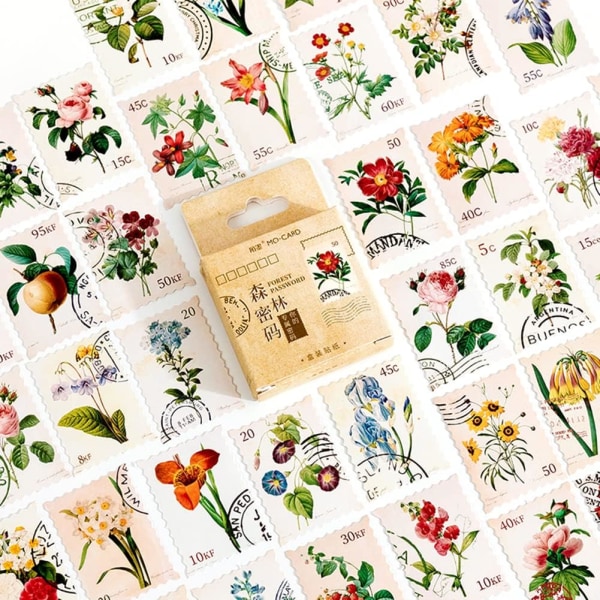 Scrapbooking-klistermærker 2 æsker/90 stk., DIY Dekorative Forseglingsklistermærker til Album, Vandflasker, Gaveæsker, Notesbøger, Kalendere og Dagbøger - Skovblomst