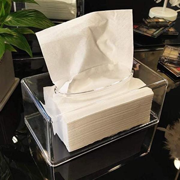 2-pack transparenta servettbehållare, ansiktsbehållare i akryl, servetthållare, servettorganisatör för badrum, kök och kontor, 22 x 12 x 10 cm