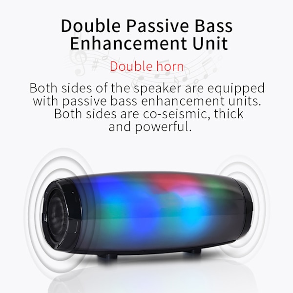 Farverig lys trådløs bluetooth højttaler subwoofer kan kalde kort radio gavehøjttaler trådløs bluetooth-sort