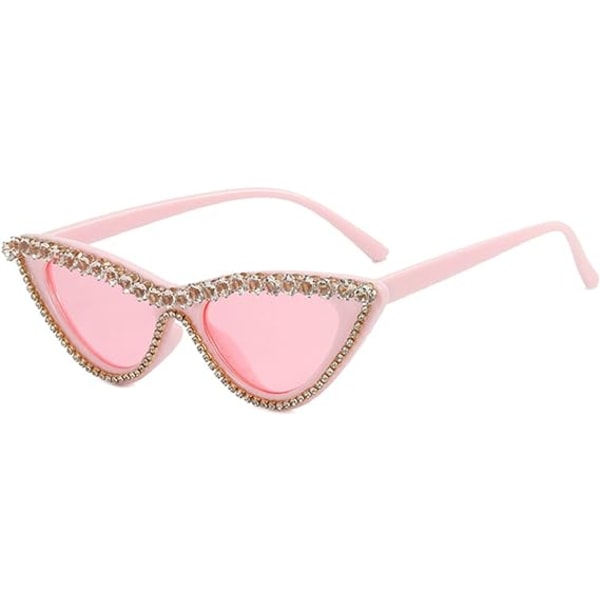 Solbriller Krystal Rhinestone Shades Retro Halvramme Kvinder Katteøjne Briller