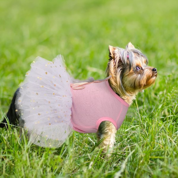 Hundklänning för små hundar Tjej, valpklänning med kanin för Chihuahua Yorkie, sommarkläder för husdjur Hund Tutu Kjol-Rosa S
