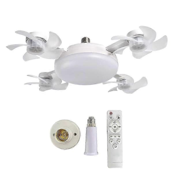 E27 LED Loftventilator Lys Dæmperfunktion Loftslampe Droneformet Ventilator 4 Fan