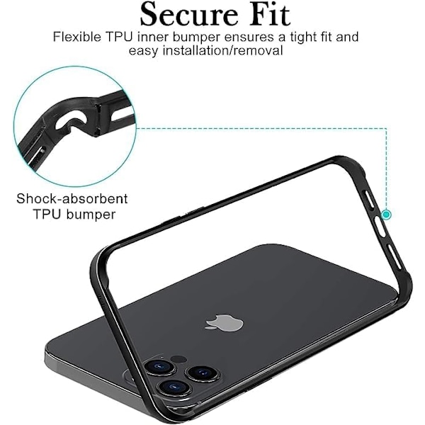 Ny Aluminium Ramme Metal Bumper Ramme Slankt Hårdt Cover til iPhone16 ProMax, Metal Ramme Armor med Blød Indre Bumper, Hævet Kantbeskyttelse (Guld Black For iPhone16