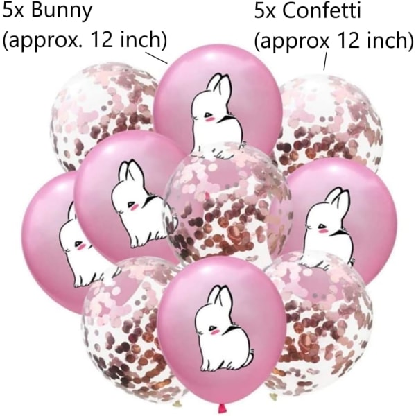 Bunny Balloons Confetti Set - Bunny Party Dekorationer, Bunny Födelsedagsdekorationer Rose-Guld, Födelsedagsfestdekorationer, Djurballonger