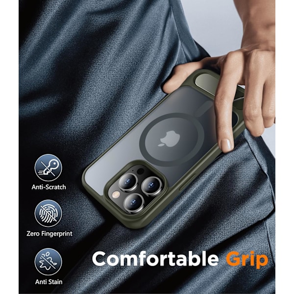 Magnetiskt kompatibel med iPhone 16 Pro Max-fodral, [Inbyggt osynligt stativ][Kompatibelt med MagSafe] [Militärklass stöttåligt] Smalt genomskinligt Gray iPhone 15 Pro Max