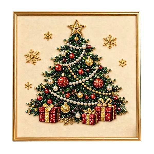 Gør-det-selv juleperle diamantmaleri kunstsæt med ramme 20*20cm D